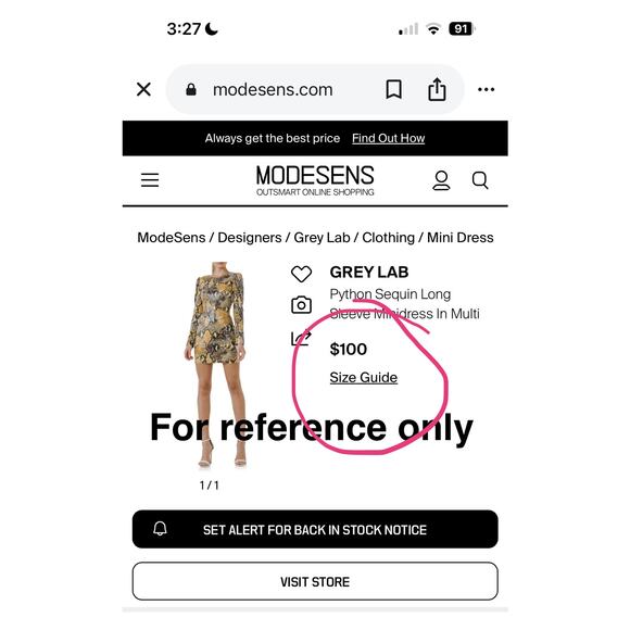 MSRP $100 NWT GREY LAB Python Sequin Long Sleeve Minidress Size S  SAME DAY SHIP - Picture 4 of 6